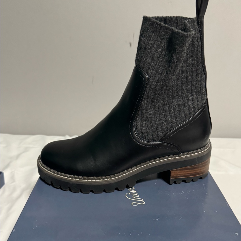 Tweed and leather boots